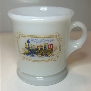 Vintage AVON Milk Glass Steam Locamotive Collectable Shaving Mug 70s